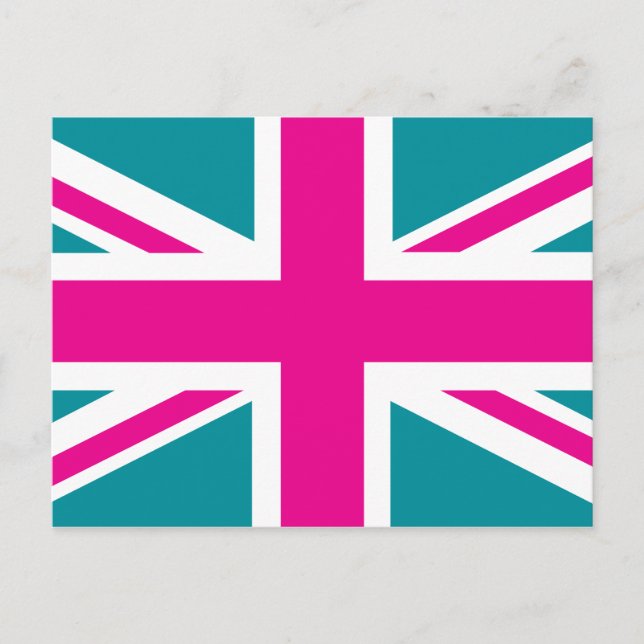 Carte Postale Drapeau rose de choc Union Jack British (UK) (Devant)