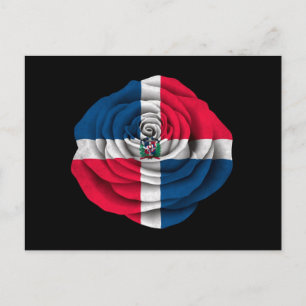 Carte Postale Drapeau Rose de République Dominicaine sur Noir