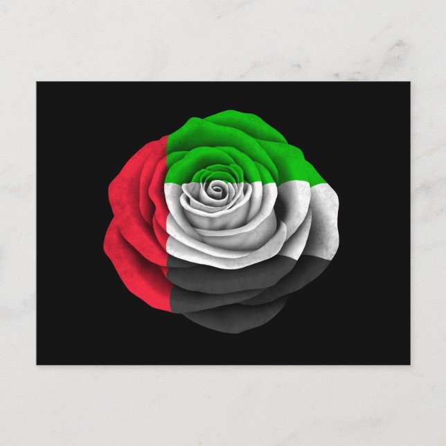 Carte Postale Drapeau Rose des Émirats arabes unis sur noir (Devant)