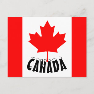 Carte Postale Drapeau rouge clair Feuille d'érable Canada