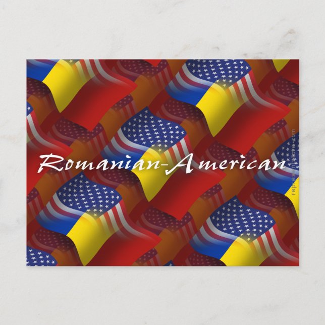 Carte Postale Drapeau roumain-américain (Devant)