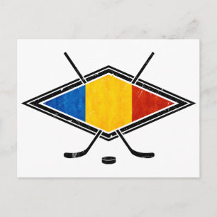 Carte Postale Drapeau roumain de hockey sur glace