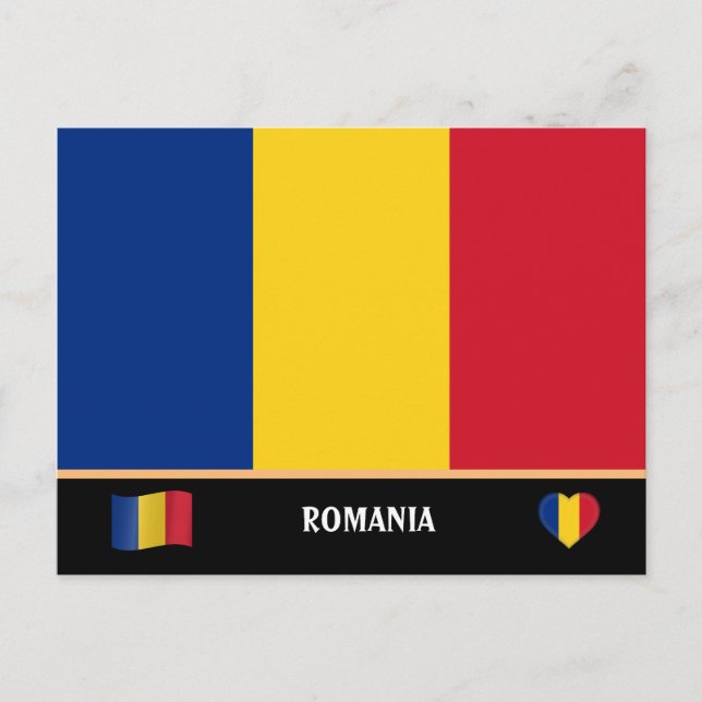 Carte Postale Drapeau roumain & Voyage de pays Roumanie / Rouman (Devant)