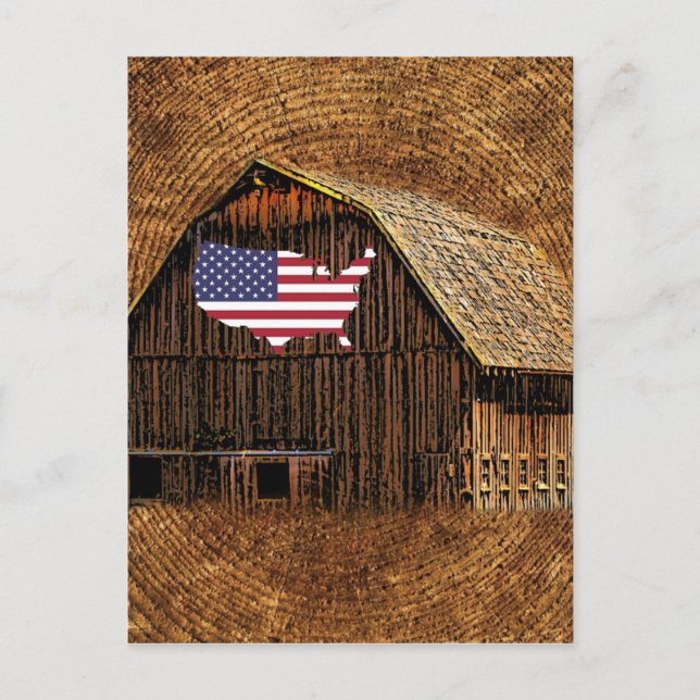 Carte Postale Drapeau rustique américain (Devant)