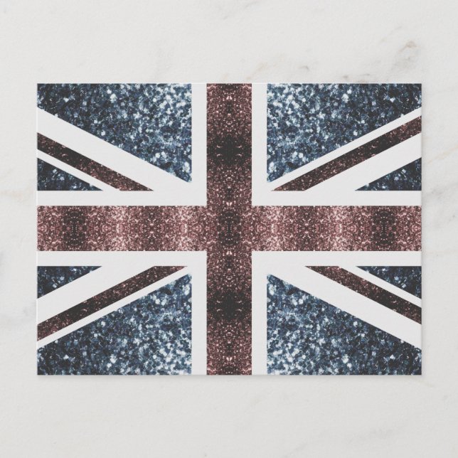 Carte Postale Drapeau rustique UK rouge bleu étincelants parties (Devant)