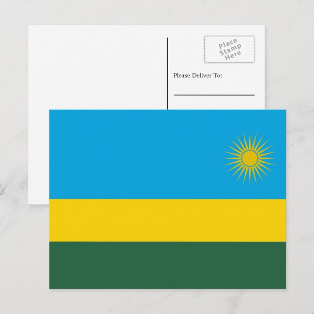 Carte Postale Drapeau rwandais, Drapeau du Rwanda (Devant / Derrière)