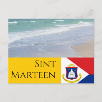 Carte Postale Drapeau Saint-Martin et plages