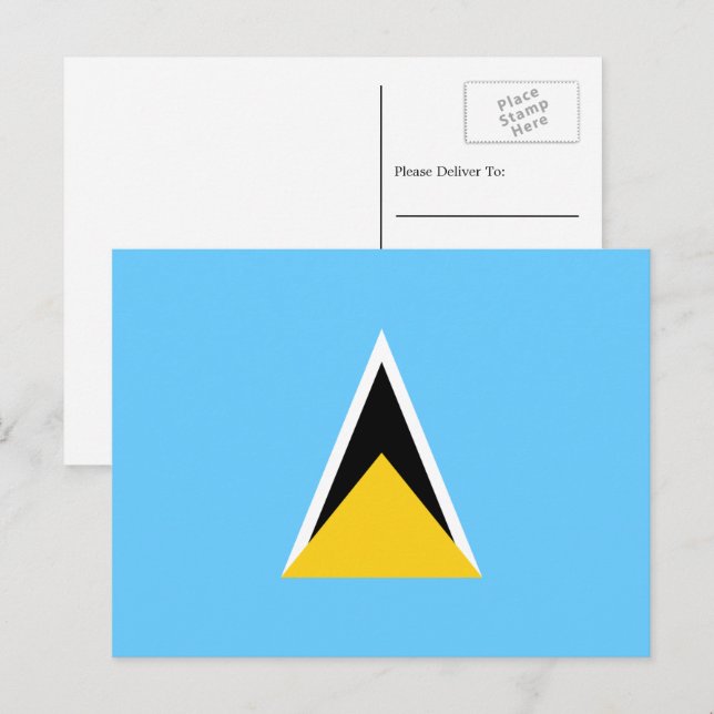 Carte Postale Drapeau Sainte-Lucie, Drapeau Sainte-Lucie (Devant / Derrière)