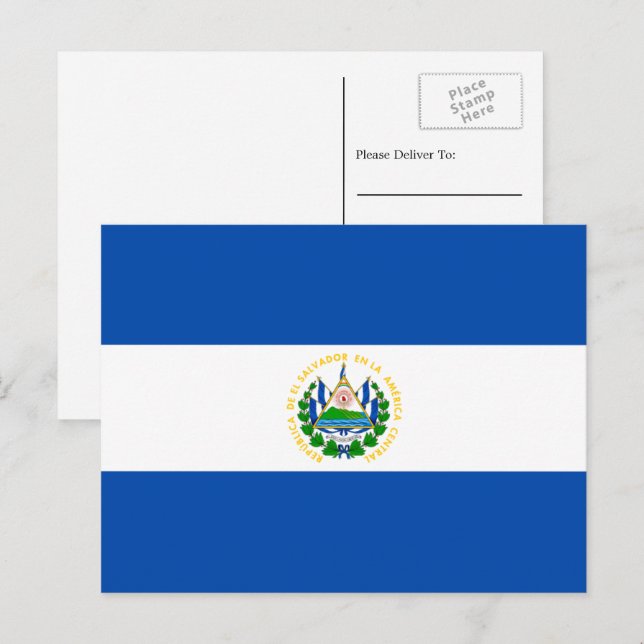 Carte Postale Drapeau salvadorien, Drapeau du Salvador (Devant / Derrière)