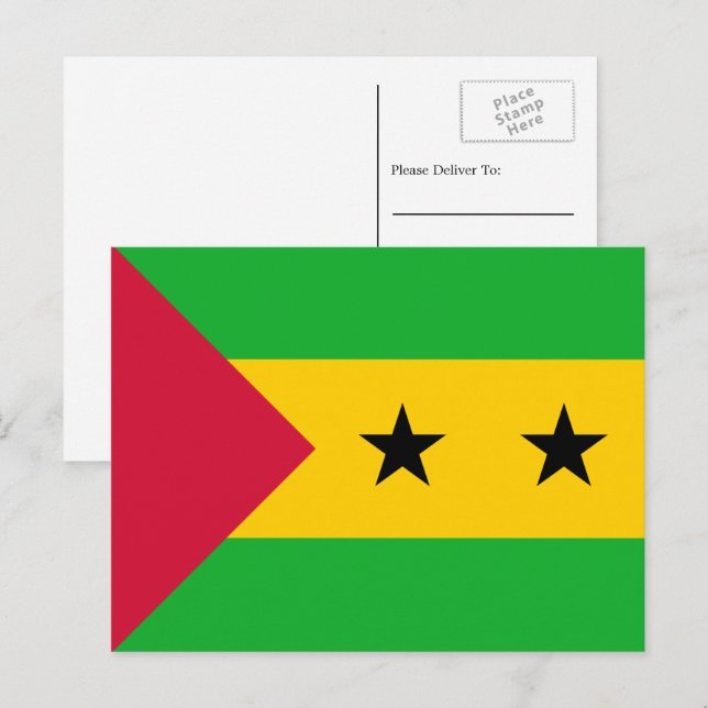 Carte Postale Drapeau santoméen, Drapeau de São Tomé-et-Príncipe (Devant / Derrière)