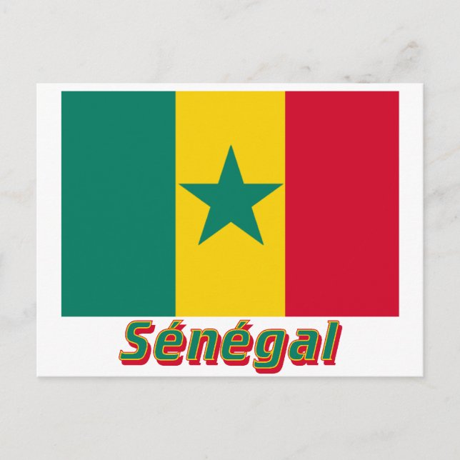 Carte Postale Drapeau Sénégal avec le nom français (Devant)
