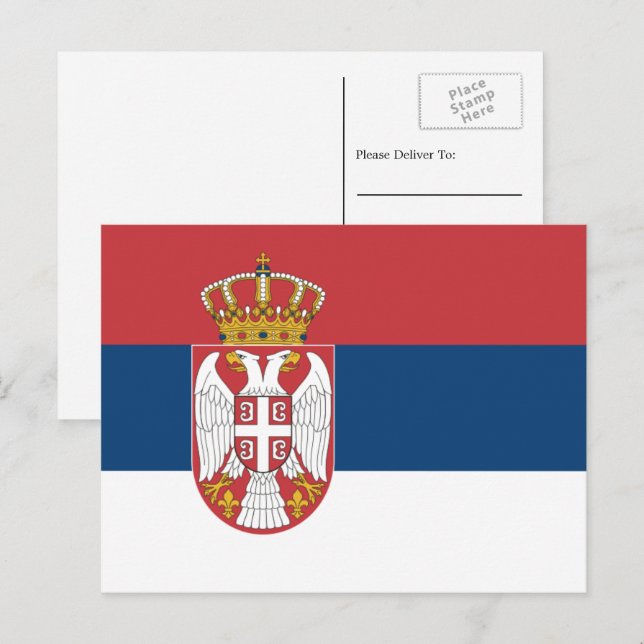Carte Postale Drapeau serbe, Drapeau de la Serbie (Devant / Derrière)