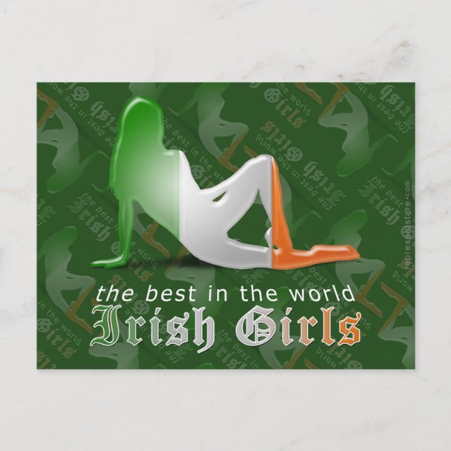 Carte Postale Drapeau Silhouette de fille irlandaise (Devant)