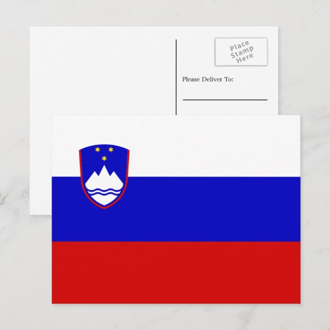 Carte Postale Drapeau slovène, Drapeau de la Slovénie (Devant / Derrière)