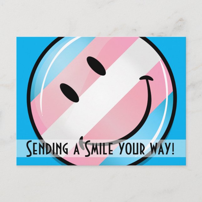 Carte Postale Drapeau souriant transgenre (Devant)
