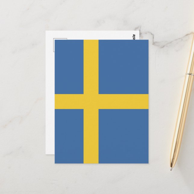 Carte Postale Drapeau suédois (Devant/Arrière en situation)