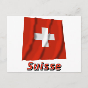 Carte Postale Drapeau Suisse avec le nom français