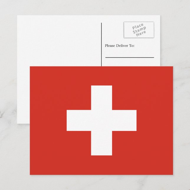 Carte Postale Drapeau suisse, Drapeau suisse (Devant / Derrière)