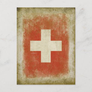 Carte postale Drapeau Suisse en style Vintage Cool