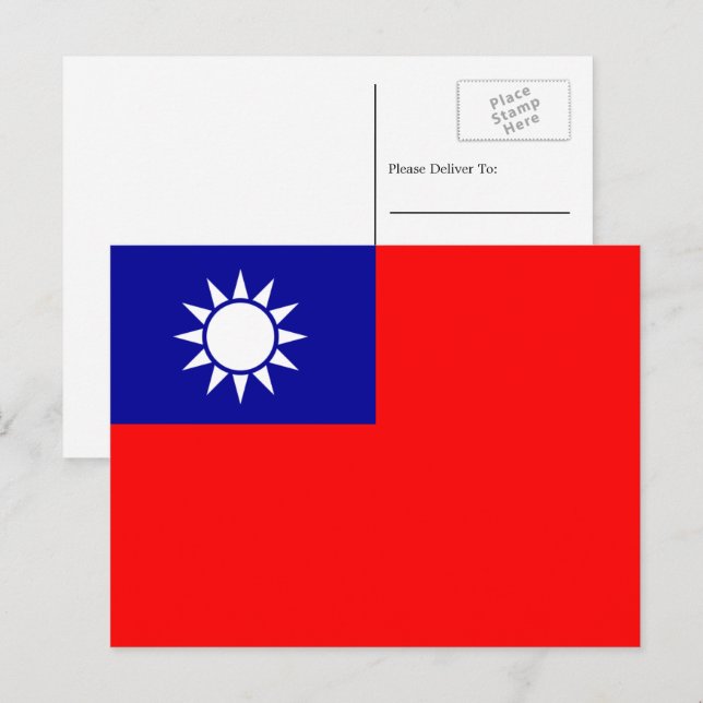 Carte Postale Drapeau taïwanais, Drapeau de Taïwan (Devant / Derrière)
