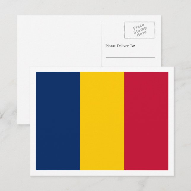 Carte Postale Drapeau tchadien, Drapeau du Tchad (Devant / Derrière)