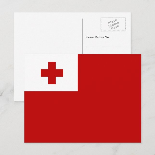 Carte Postale Drapeau tongan, Drapeau des Tonga (Devant / Derrière)