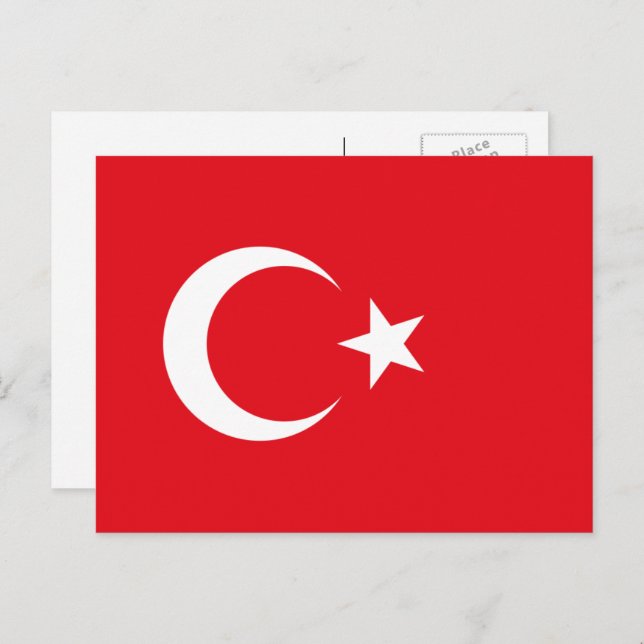 Carte Postale Drapeau turc, Drapeau de la Turquie (Devant / Derrière)