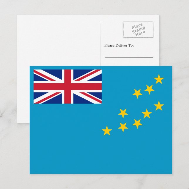Carte Postale Drapeau tuvaluan, Drapeau des Tuvalu (Devant / Derrière)