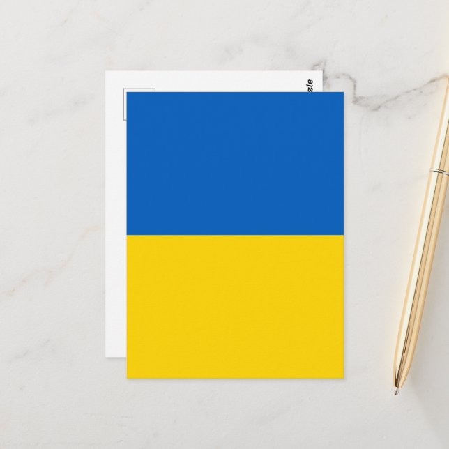 Carte Postale Drapeau ukrainien (Devant/Arrière en situation)