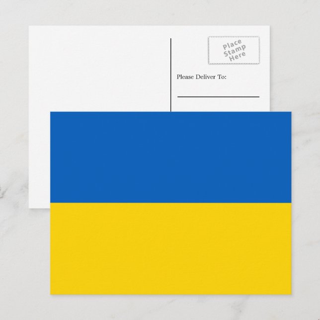 Carte Postale Drapeau ukrainien, Drapeau ukrainien (Devant / Derrière)