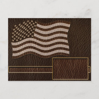 Carte Postale Drapeau USA aspect cuir foncé