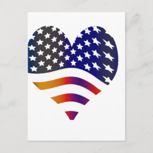 Carte Postale drapeau usa coeur amour américain honneur troupes 