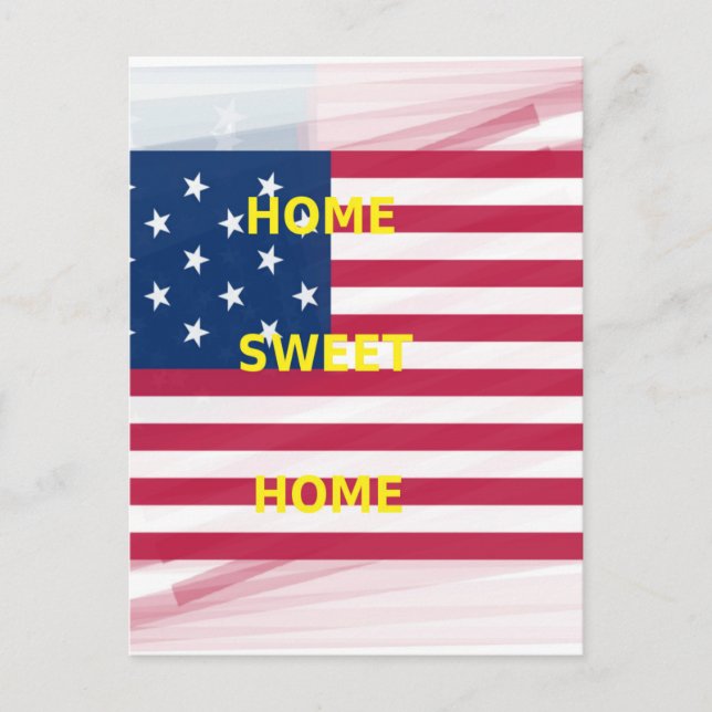 Carte Postale Drapeau USA "Home Sweet Home" Art Imprimer (Devant)