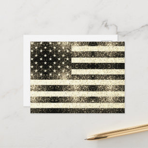 Carte Postale Drapeau USA Rustique or sepia Étincelles 4 juillet