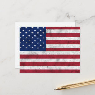 Carte Postale Drapeau USA vintage rouge blanc bleu Amérique patr