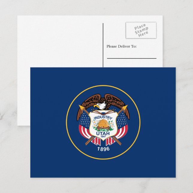 Carte Postale Drapeau Utahn, Drapeau Utah (Devant / Derrière)