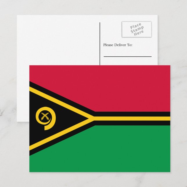 Carte Postale Drapeau vanuatan, Drapeau du Vanuatu (Devant / Derrière)