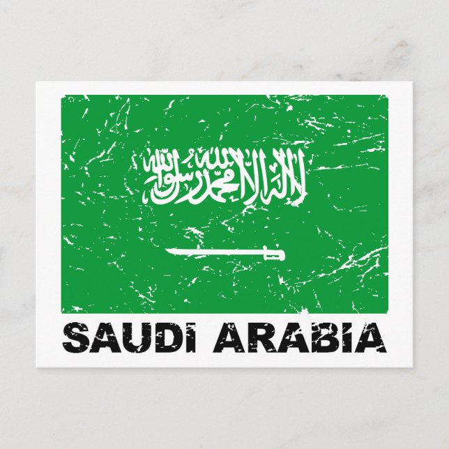 Carte Postale Drapeau Vintage d'Arabie Saoudite (Devant)