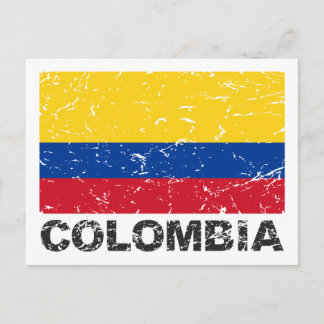 Carte Postale Drapeau Vintage de Colombie