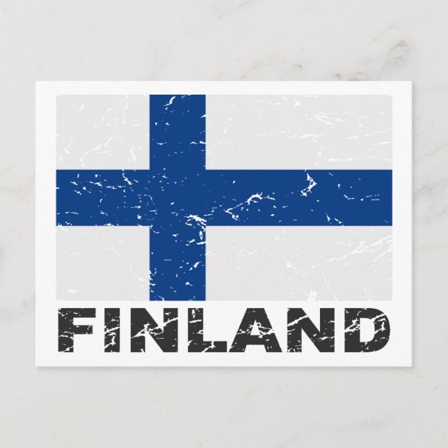 Carte Postale Drapeau Vintage de Finlande (Devant)