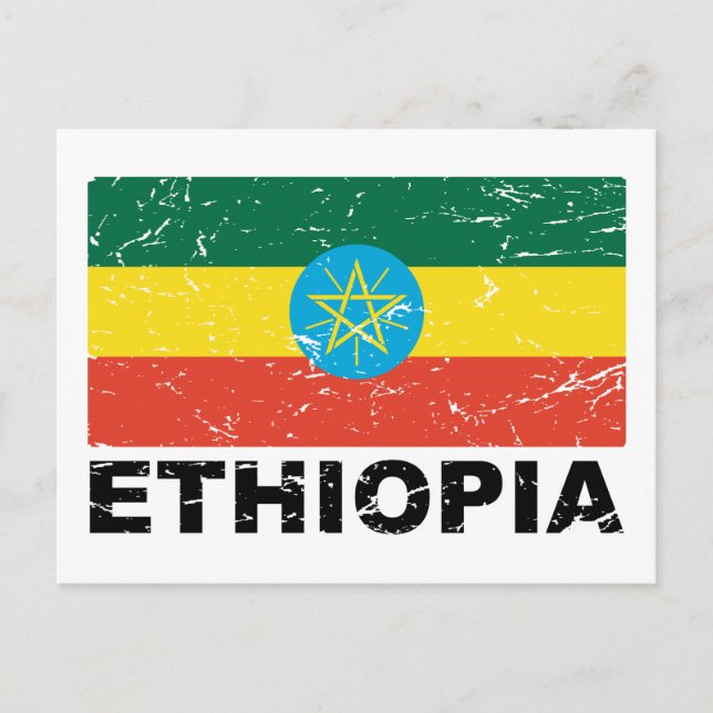 Carte Postale Drapeau Vintage de l'Éthiopie (Devant)