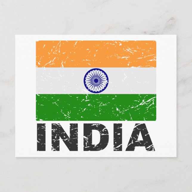 Carte Postale Drapeau Vintage de l'Inde (Devant)
