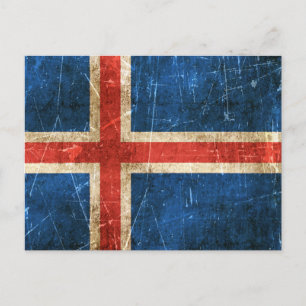 Carte Postale Drapeau vintage de l'Islande