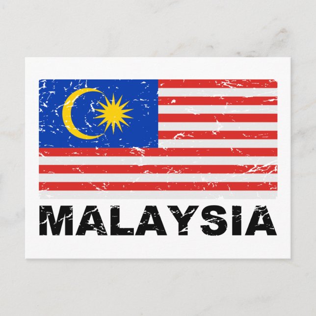 Carte Postale Drapeau Vintage de Malaisie (Devant)