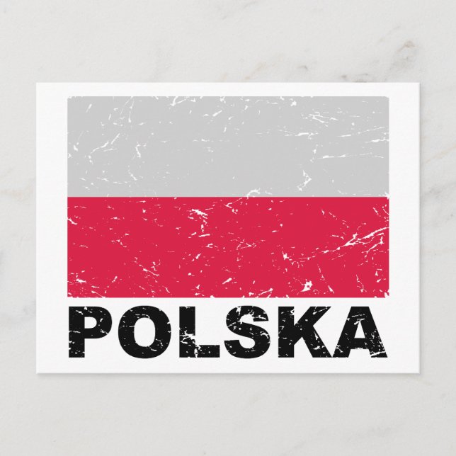Carte Postale Drapeau Vintage de Pologne (Devant)