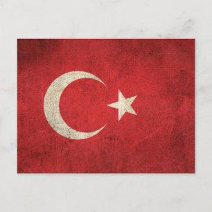 Carte Postale Drapeau vintage déchiré de Turquie