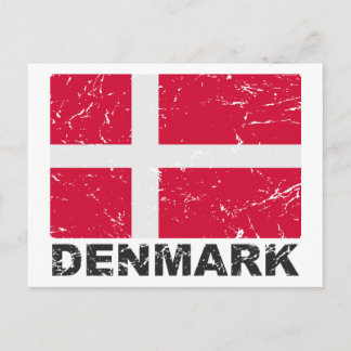 Carte Postale Drapeau Vintage du Danemark