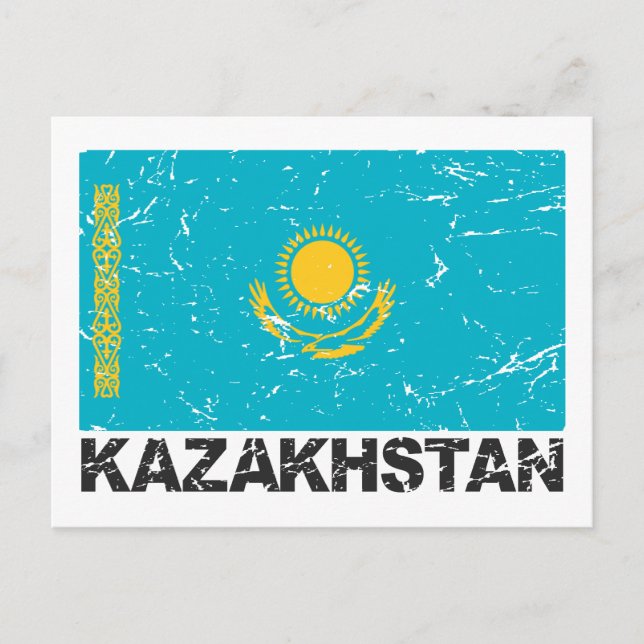 Carte Postale Drapeau Vintage du Kazakhstan (Devant)