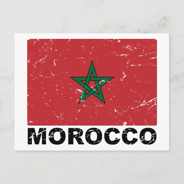 Carte Postale Drapeau Vintage Maroc (Devant)