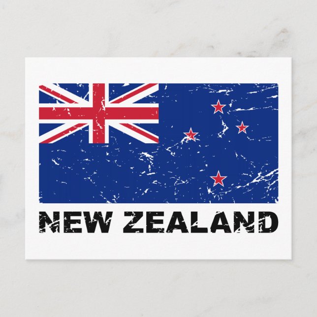 Carte Postale Drapeau Vintage néo-zélandais (Devant)